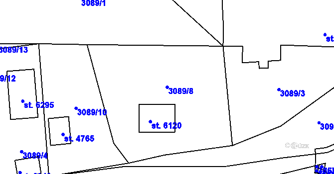 Parcela st. 3089/8 v KÚ Klatovy, Katastrální mapa