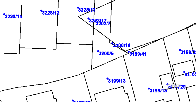 Parcela st. 3200/5 v KÚ Klatovy, Katastrální mapa
