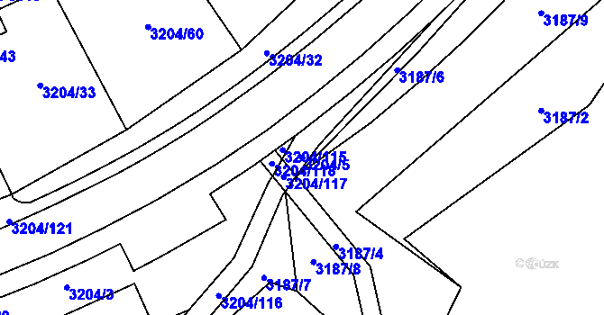 Parcela st. 3204/5 v KÚ Klatovy, Katastrální mapa