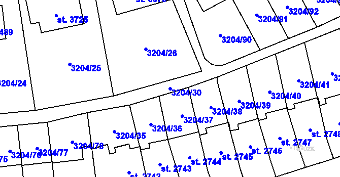 Parcela st. 3204/30 v KÚ Klatovy, Katastrální mapa