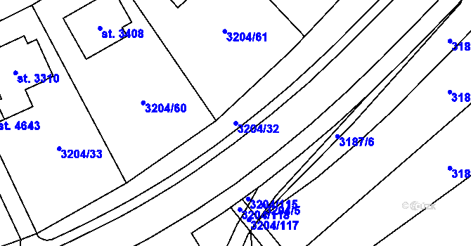 Parcela st. 3204/32 v KÚ Klatovy, Katastrální mapa
