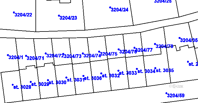 Parcela st. 3204/75 v KÚ Klatovy, Katastrální mapa