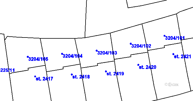 Parcela st. 3204/103 v KÚ Klatovy, Katastrální mapa