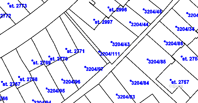 Parcela st. 3204/111 v KÚ Klatovy, Katastrální mapa