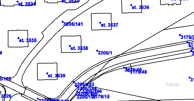 Parcela st. 3206/1 v KÚ Klatovy, Katastrální mapa