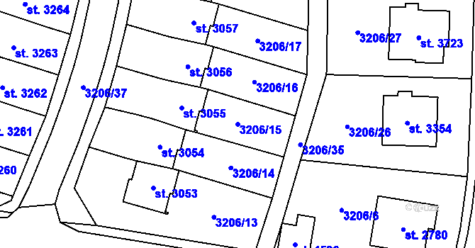Parcela st. 3206/15 v KÚ Klatovy, Katastrální mapa