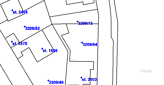 Parcela st. 3209/64 v KÚ Klatovy, Katastrální mapa