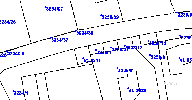 Parcela st. 3238/1 v KÚ Klatovy, Katastrální mapa