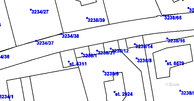 Parcela st. 3238/31 v KÚ Klatovy, Katastrální mapa