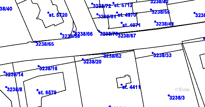 Parcela st. 3238/62 v KÚ Klatovy, Katastrální mapa