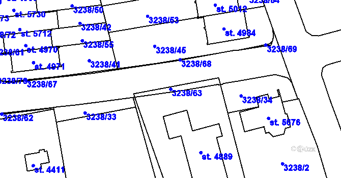 Parcela st. 3238/63 v KÚ Klatovy, Katastrální mapa