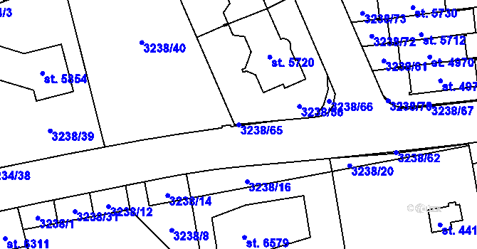 Parcela st. 3238/65 v KÚ Klatovy, Katastrální mapa