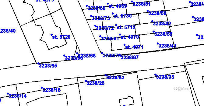 Parcela st. 3238/70 v KÚ Klatovy, Katastrální mapa