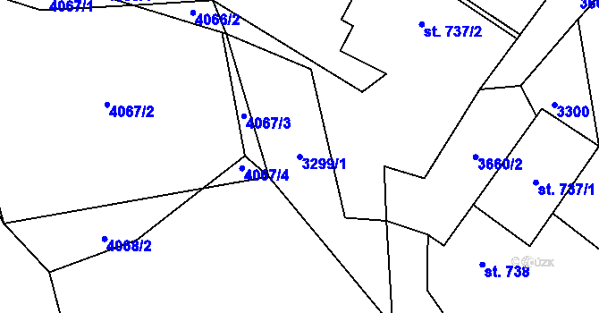 Parcela st. 3299/1 v KÚ Klatovy, Katastrální mapa
