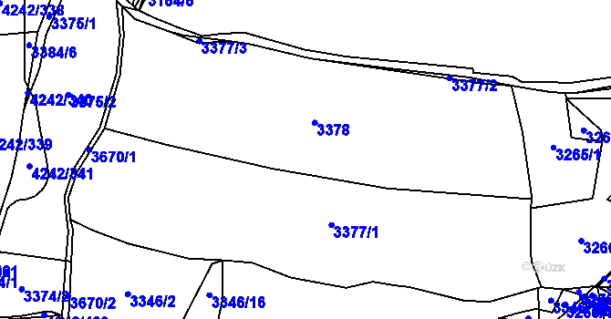 Parcela st. 3377 v KÚ Klatovy, Katastrální mapa