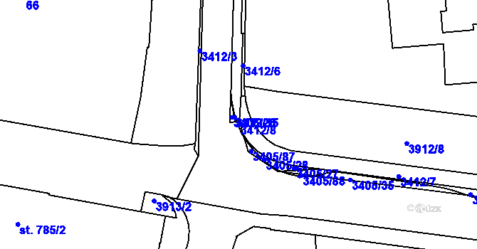 Parcela st. 3412/8 v KÚ Klatovy, Katastrální mapa