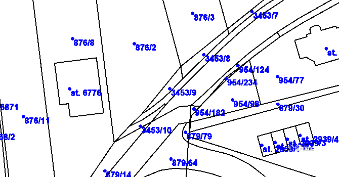 Parcela st. 3453/9 v KÚ Klatovy, Katastrální mapa