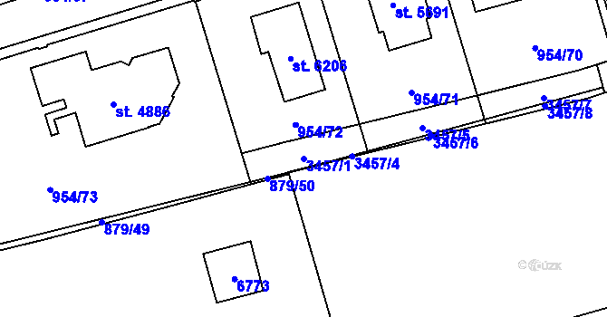 Parcela st. 3457/1 v KÚ Klatovy, Katastrální mapa