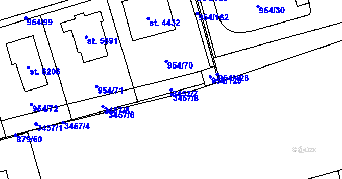 Parcela st. 3457/7 v KÚ Klatovy, Katastrální mapa