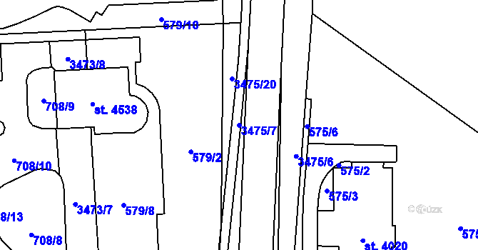 Parcela st. 3475/7 v KÚ Klatovy, Katastrální mapa