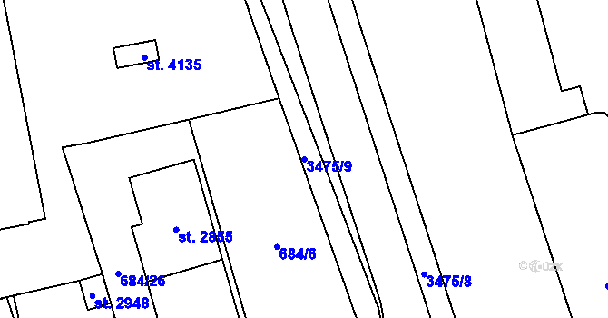 Parcela st. 3475/9 v KÚ Klatovy, Katastrální mapa