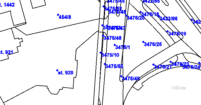 Parcela st. 3475/10 v KÚ Klatovy, Katastrální mapa