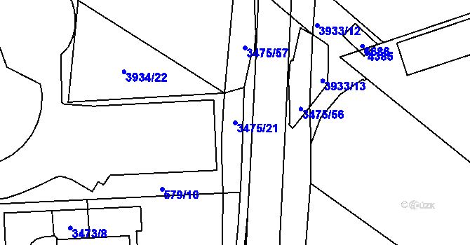 Parcela st. 3475/21 v KÚ Klatovy, Katastrální mapa