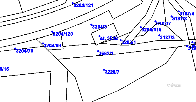Parcela st. 3682/1 v KÚ Klatovy, Katastrální mapa