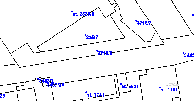 Parcela st. 3715/5 v KÚ Klatovy, Katastrální mapa