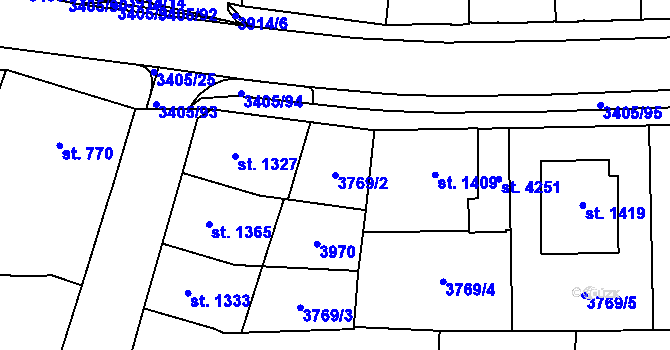 Parcela st. 3769/2 v KÚ Klatovy, Katastrální mapa