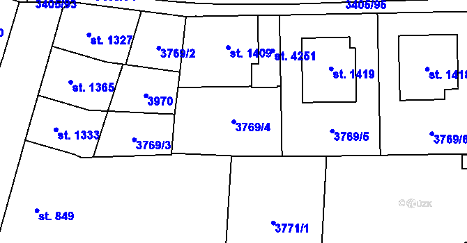 Parcela st. 3769/4 v KÚ Klatovy, Katastrální mapa