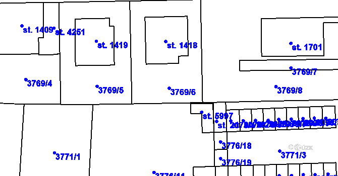 Parcela st. 3769/6 v KÚ Klatovy, Katastrální mapa