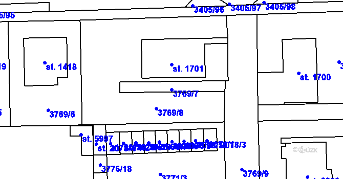 Parcela st. 3769/7 v KÚ Klatovy, Katastrální mapa