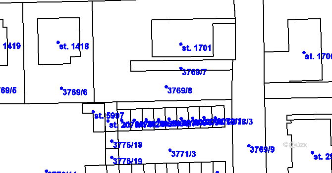 Parcela st. 3769/8 v KÚ Klatovy, Katastrální mapa