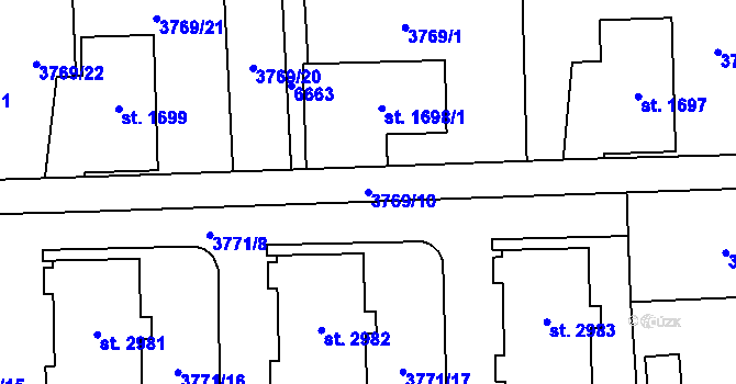 Parcela st. 3769/10 v KÚ Klatovy, Katastrální mapa