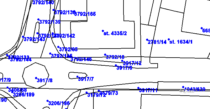 Parcela st. 3792/18 v KÚ Klatovy, Katastrální mapa