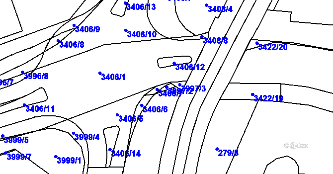 Parcela st. 3997/2 v KÚ Klatovy, Katastrální mapa