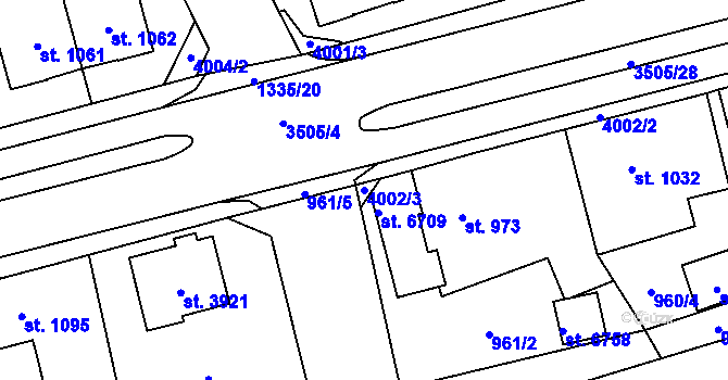 Parcela st. 4002/3 v KÚ Klatovy, Katastrální mapa