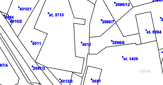 Parcela st. 4012 v KÚ Klatovy, Katastrální mapa