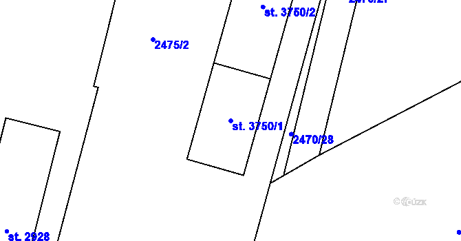 Parcela st. 3750/1 v KÚ Klatovy, Katastrální mapa