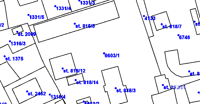 Parcela st. 818/15 v KÚ Klatovy, Katastrální mapa