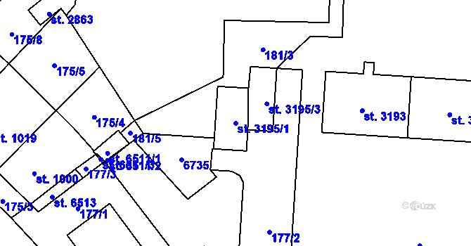 Parcela st. 3195/1 v KÚ Klatovy, Katastrální mapa