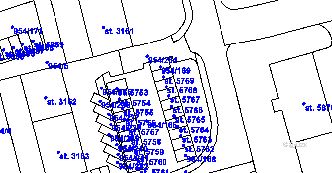 Parcela st. 5768 v KÚ Klatovy, Katastrální mapa