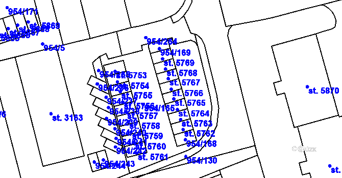 Parcela st. 5766 v KÚ Klatovy, Katastrální mapa