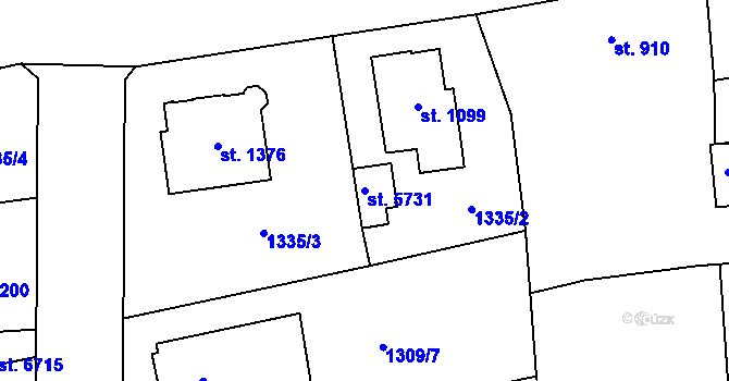 Parcela st. 5731 v KÚ Klatovy, Katastrální mapa