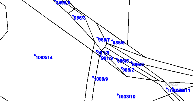 Parcela st. 991/8 v KÚ Klatovy, Katastrální mapa