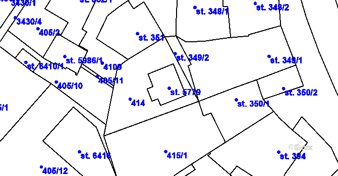 Parcela st. 5779 v KÚ Klatovy, Katastrální mapa