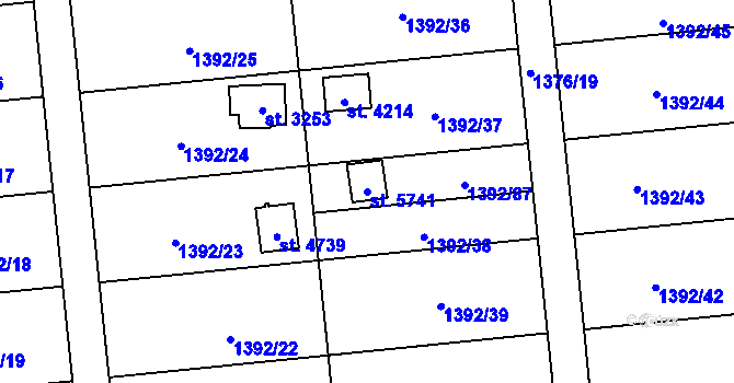 Parcela st. 5741 v KÚ Klatovy, Katastrální mapa