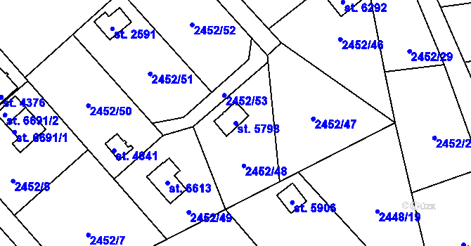 Parcela st. 5798 v KÚ Klatovy, Katastrální mapa