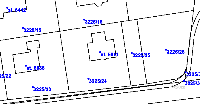 Parcela st. 5811 v KÚ Klatovy, Katastrální mapa